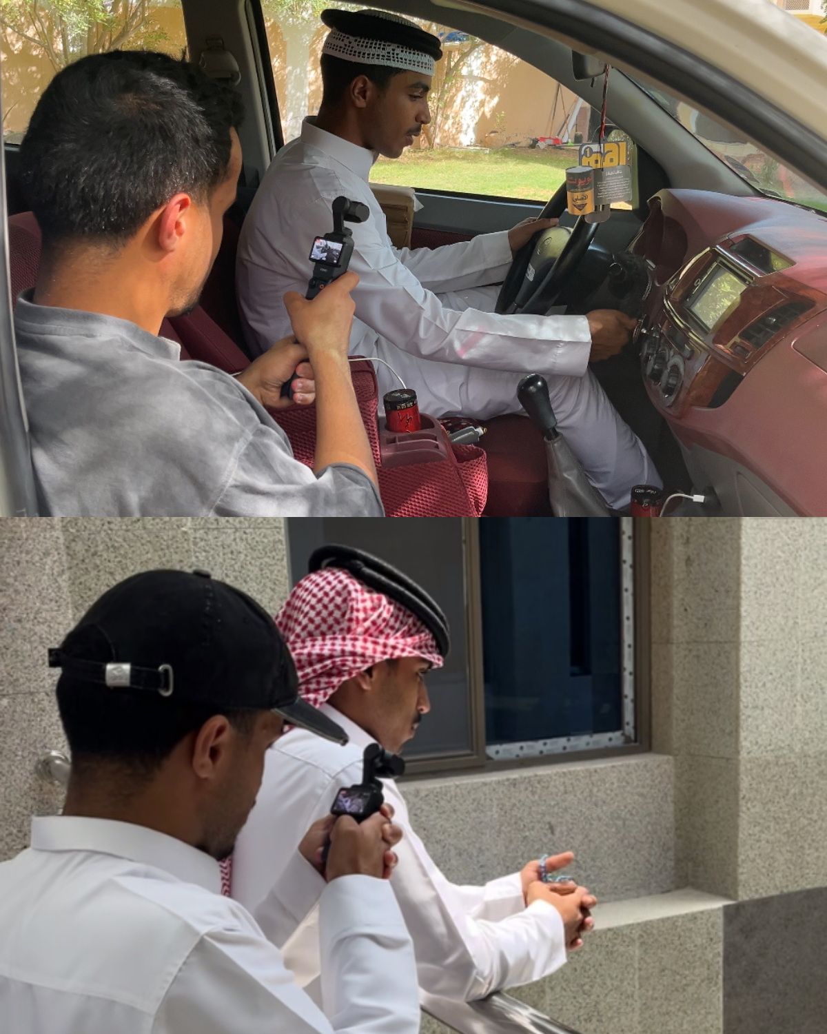 تصوير مشاهد فيلم ترحال بكاميرا محمولة داخل سيارة وخارجها